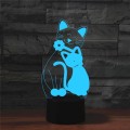 Cat Shape 3D Colorful LED Vision Light Table Lamp, 16 Colors Remote Control Version