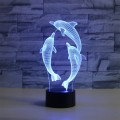 Three Dolphins Shape 3D Colorful LED Vision Light Table Lamp, Crack Remote Control Version