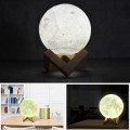 8cm Touch Control 3D Print Moon Lamp, USB Charging White + Yellow Light Color Changing LED Energy-sa