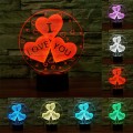 Three Hearts Shape 3D Touch Switch Control LED Night Light , 7-color Discoloration Creative Visual S