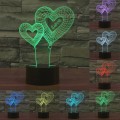 Double Heart Balloon Style 3D Touch Switch Control LED Light , 7 Color Discoloration Creative Visual