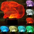 Rabbit Shape 3D Touch Switch Control LED Light , 7 Colour Discoloration Creative Visual Stereo Lamp