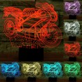 Motorcycle Shape 3D Touch Switch Control LED Light , 7 Colour Discoloration Creative Visual Stereo L