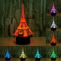 Eiffel Tower Style 3D Touch Switch Control LED Light , 7 Color Discoloration Creative Visual Stereo