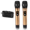 J.I.Y 2 in 1 K Song Wireless Microphones for TV PC with Audio Card USB Receiver and LED Display (Gol