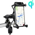 CS-878A1 Multi-function Motorcycle Wireless Wired Aluminum Alloy Mobile Phone Holder Charger (Black)