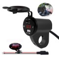 ZH-975B1 Motorcycle Aluminum Alloy Waterproof Mobile Phone Single USB Charger with Red Voltmeter(Bla