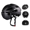 GUB CJD Integrally-Molded Bicycle Goggles Helmet With Tail Light(Black)