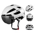 GUB CJD Integrally-Molded Bicycle Goggles Helmet With Tail Light(Pearl White)