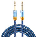 EMK 6.35mm Male to Male 4 Section Gold-plated Plug Grid Nylon Braided Audio Cable for Speaker Amplif