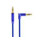 AV01 3.5mm Male to Male Elbow Audio Cable, Length: 1m (Blue)