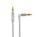 AV01 3.5mm Male to Male Elbow Audio Cable, Length: 1.5m (Silver Grey)