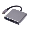 V125 UCB-C / Type-C Male to PD +  HDMI + USB 3.0 Female 3 in 1 Converter(Grey)