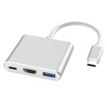 V125 UCB-C / Type-C Male to PD +  HDMI + USB 3.0 Female 3 in 1 Converter(Silver)