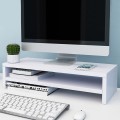 2 Layers Wooden Monitor Stand PC Computer Screen Monitor Riser, B Version (White)