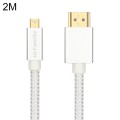 ULT-unite Gold-plated Head HDMI Male to Micro HDMI Male Nylon Braided Cable, Cable Length: 2m(Silver