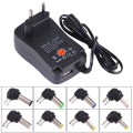 EU Plug Universal 30W Power Wall Plug-in Adapter with 5V 2.1A USB Port, Tips: 6 PCS, Cable Length: A