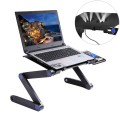 Portable 360 Degree Adjustable Foldable Aluminium Alloy Desk Stand with Double CPU Fans & Mouse Pad