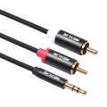 REXLIS 3635 3.5mm Male to Dual RCA Gold-plated Plug Black Cotton Braided Audio Cable for RCA Input I