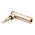 REXLIS BK3567 3.5mm Male + 3.5mm Female L-shaped 90 Degree Elbow Gold-plated Plug Gold Audio Interfa