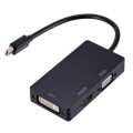 Mini DP to HDMI + DVI + VGA Rectangle Multi-function Converter, Cable Length: 28cm(Black)