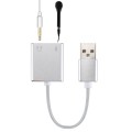 Aluminum Alloy Shell External USB Virtual 7.1 Channel Sound Card with 13cm Cable for PC Laptop (Silv