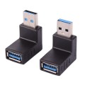 2 PCS L-Shaped USB 3.0 Male to Female 90 Degree Angle Plug Extension Cable Connector Converter Adapt