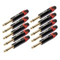 10 PCS TC202 6.35mm Gold-plated Mono Sound Welding Audio Adapter Plug(Red)