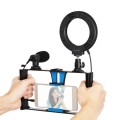 PULUZ 3 in 1 Vlogging Live Broadcast Smartphone Video Rig + Microphone +  4.7 inch 12cm Ring LED Sel