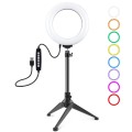 PULUZ 6.2 inch 16cm USB 10 Modes 8 Colors RGBW Dimmable LED Ring Vlogging Photography Video Lights +