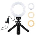 PULUZ 4.7 inch 12cm USB 3 Modes Dimmable LED Ring Vlogging Photography Video Lights + Pocket Tripod