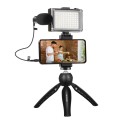 PULUZ Live Broadcast Smartphone Video Light Vlogger Kits with Microphone + LED Light + Tripod Mount