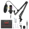 PULUZ Sound Card Live Broadcast Bluetooth Sound Mixer Studio Microphone Kits with Suspension Scissor