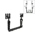 PULUZ Dual Handle Aluminium Tray Stabilizer with Dual Ball Aluminum Alloy Clamp for Underwater Camer