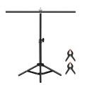 67cm T-Shape Photo Studio Background Support Stand Backdrop Crossbar Bracket with Clips, No Backdrop