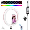 PULUZ 11.8 inch 30cm RGB Dimmable LED Ring Vlogging Selfie Photography Video Lights with Cold Shoe T
