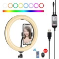 PULUZ 10.2 inch 26cm Curved Surface USB RGBW Dimmable LED Ring Vlogging Photography Video Lights wit