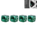 Universal 8mm Dice Style Aluminium Alloy Car Tire Valve Caps, Pack of 4(Green)