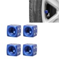 Universal 8mm Dice Style Aluminium Alloy Car Tire Valve Caps, Pack of 4(Blue)