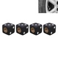 Universal 8mm Dice Style Plastic Car Tire Valve Caps, Pack of 4(Black)