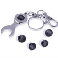 Tire Valve Caps 4 pcs with Wrench Keychain(Silver)