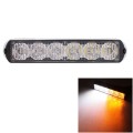 18W 1080LM 6-LED White + Yellow Light Wired Car Flashing Warning Signal Lamp, DC 12-24V, Wire Length