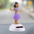 Solar Powered Bobble Head Dancing Toy Car Decoration Ornament Cute Hula Princess(Purple)