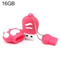 16GB Bear Paw Shaped Silicone USB 2.0 Flash Disk with Anti Dust Cup(Red plum)