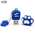 4GB Bear Paw Shaped Silicone USB 2.0 Flash Disk with Anti Dust Cup(Blue)