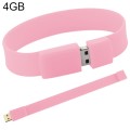 4GB Silicon Bracelets USB 2.0 Flash Disk(Pink)