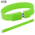 4GB Silicon Bracelets USB 2.0 Flash Disk(Green)