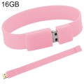 16GB Silicon Bracelets USB 2.0 Flash Disk(Pink)