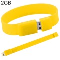 2GB Silicon Bracelets USB 2.0 Flash Disk(Yellow)