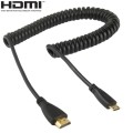 1.4 Version, Gold Plated Mini HDMI Male to HDMI Male Coiled Cable, Support 3D / Ethernet, Length: 60